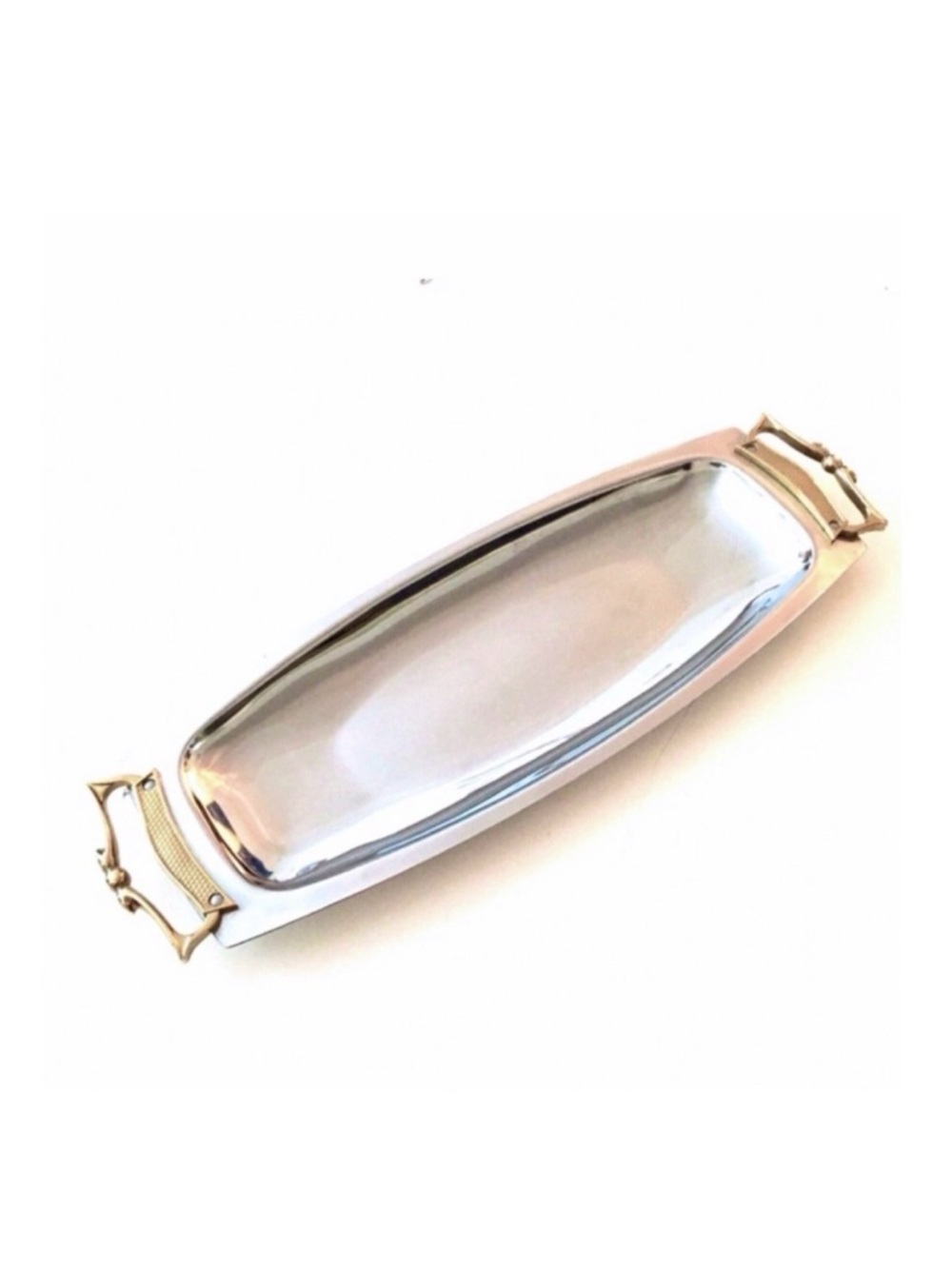 Vintage KROMEX Long Serving Tray with Gold Handles